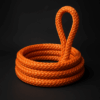 Coiled orange 12-strand polyamide mooring rope (MARVELA PA Moor 12) on a dark studio background.