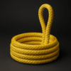 Coiled yellow 12-strand Marvela PES Sink 12 polyester sinking rope on a dark studio background.