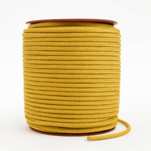 Yellow braided ROPIRA PES Longline Cord on a spool, thin polyester longline rope.