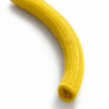 Yellow polyester braided rope cover sleeve on a white background, showing flexible protective construction.